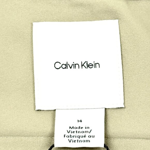 Calvin Klein Womens Tree House Tan Straight Leg Pleated Trousers Sz 14R NWT $129 - Picture 6 of 11